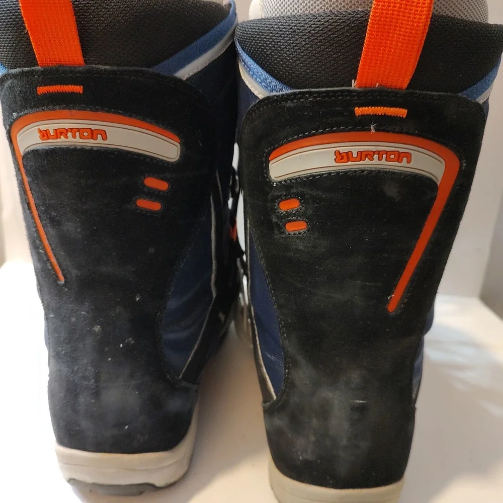 Mens Burton Moto Freestyle Snowboard Boots Sz 8 Black Blue Orange